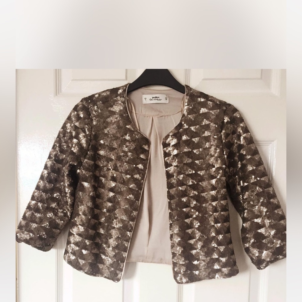 Gold/Brown Sequin Blazer by Miss Selfridge (Petite 6)